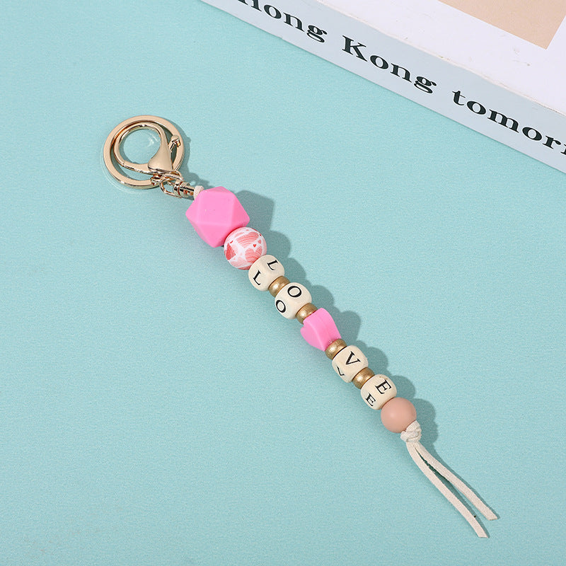 Wholesale Colorful Silicone Beaded Lanyard Keychain ACC-KC-QiuXue009
