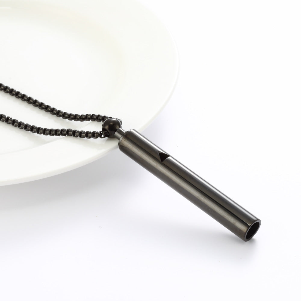 Wholesale Yoga Meditation Stress Relief Whistle Stainless Steel Necklace ACC-NE-QinShi005