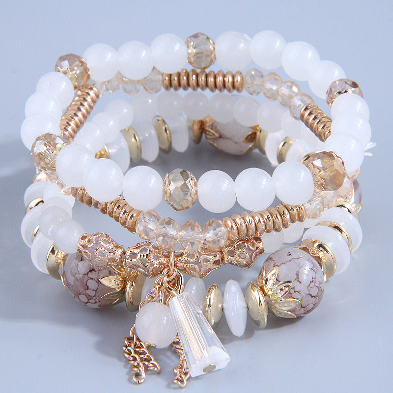 Wholesale Bohemian Tassel Multi-layered Bracelet Crystal Braided Bracelet Layered Bracelet Set ACC-BT-Weiy022