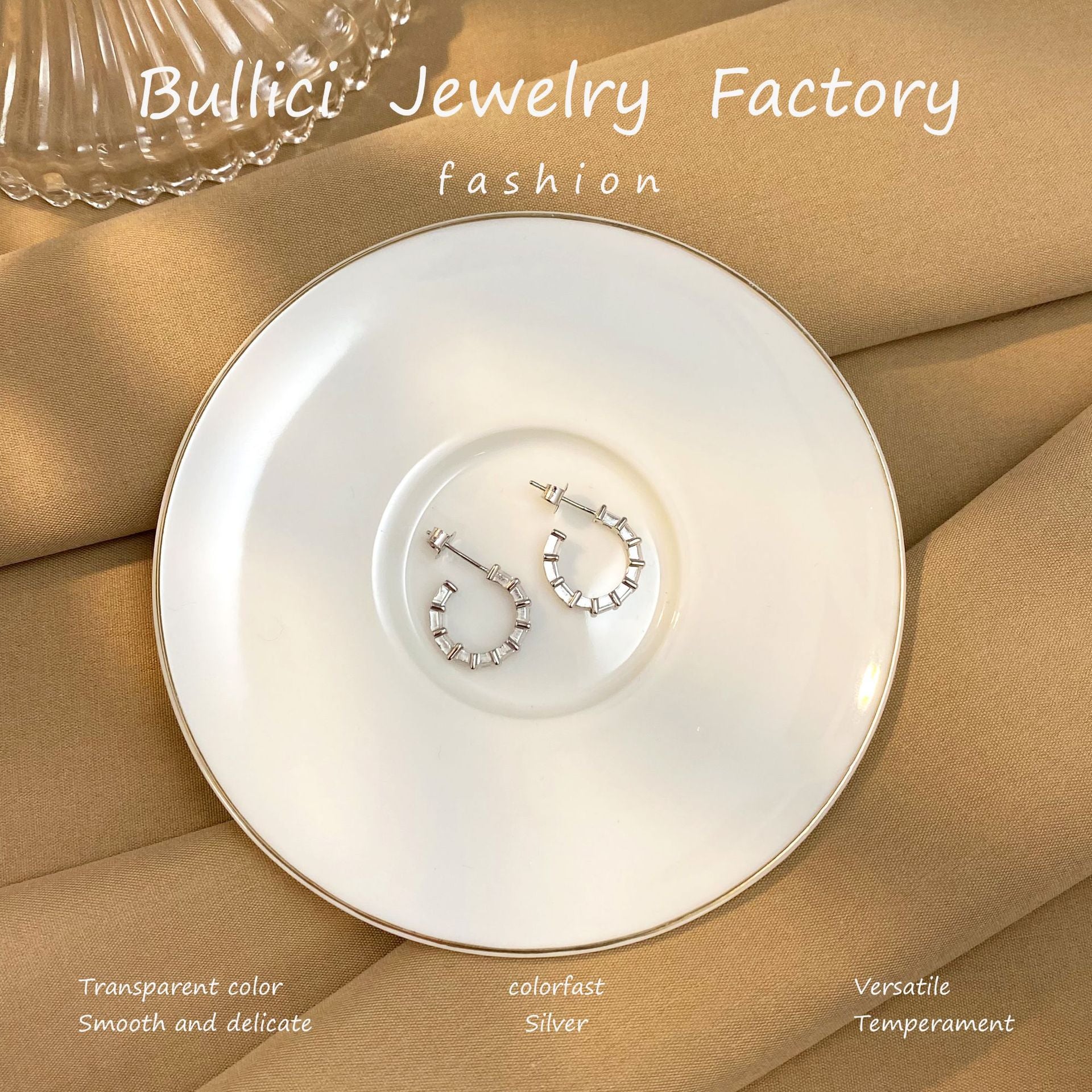 Wholesale  925 Sterling Silver Elegant Earrings  C- shaped Earrings