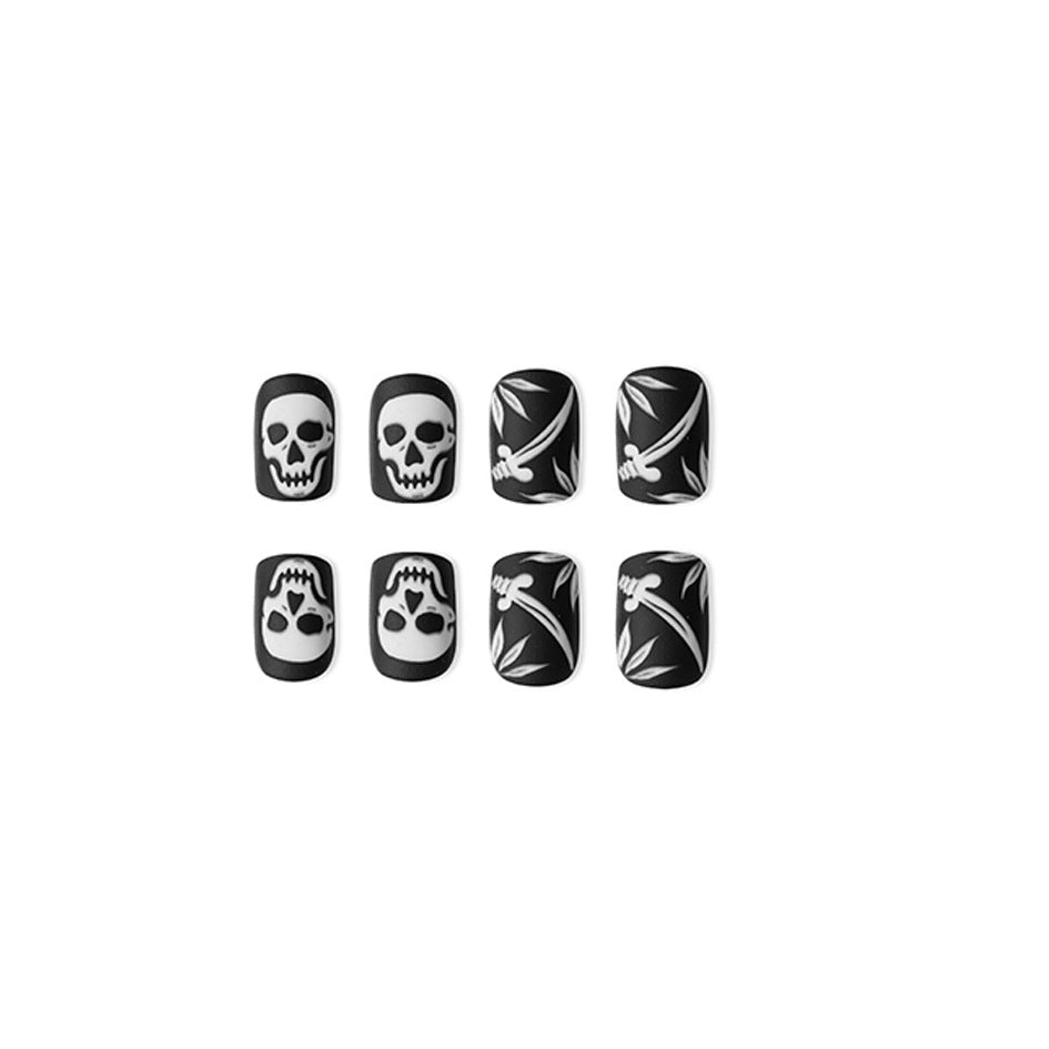 Wholesale 24 Pieces/box Halloween Skull Press-on Nails Kits Nail Stickers ACC-NS-GuaiXL091