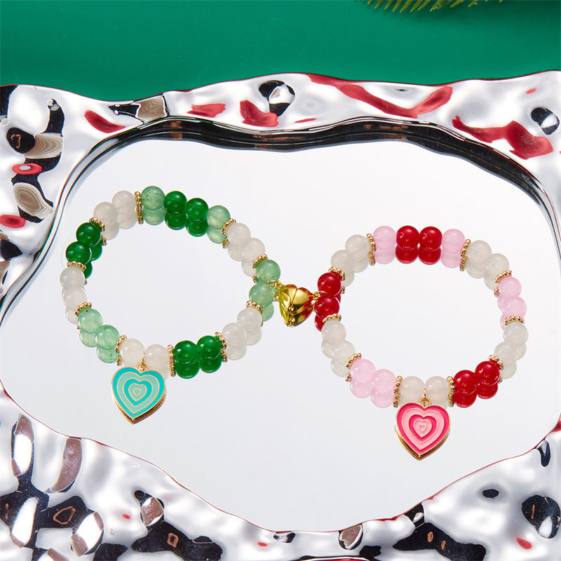 Wholesale  Hollow Love Beaded  Oil Dropping Heart-shaped Bracelet