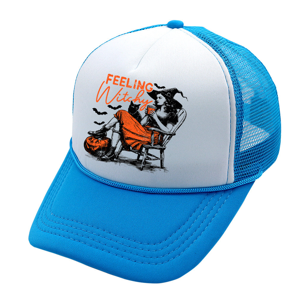 Wholesale Trucker Hat Halloween Pumpkin Witch Baseball Cap Printed Mesh Cap ACC-HT-HaiPu014