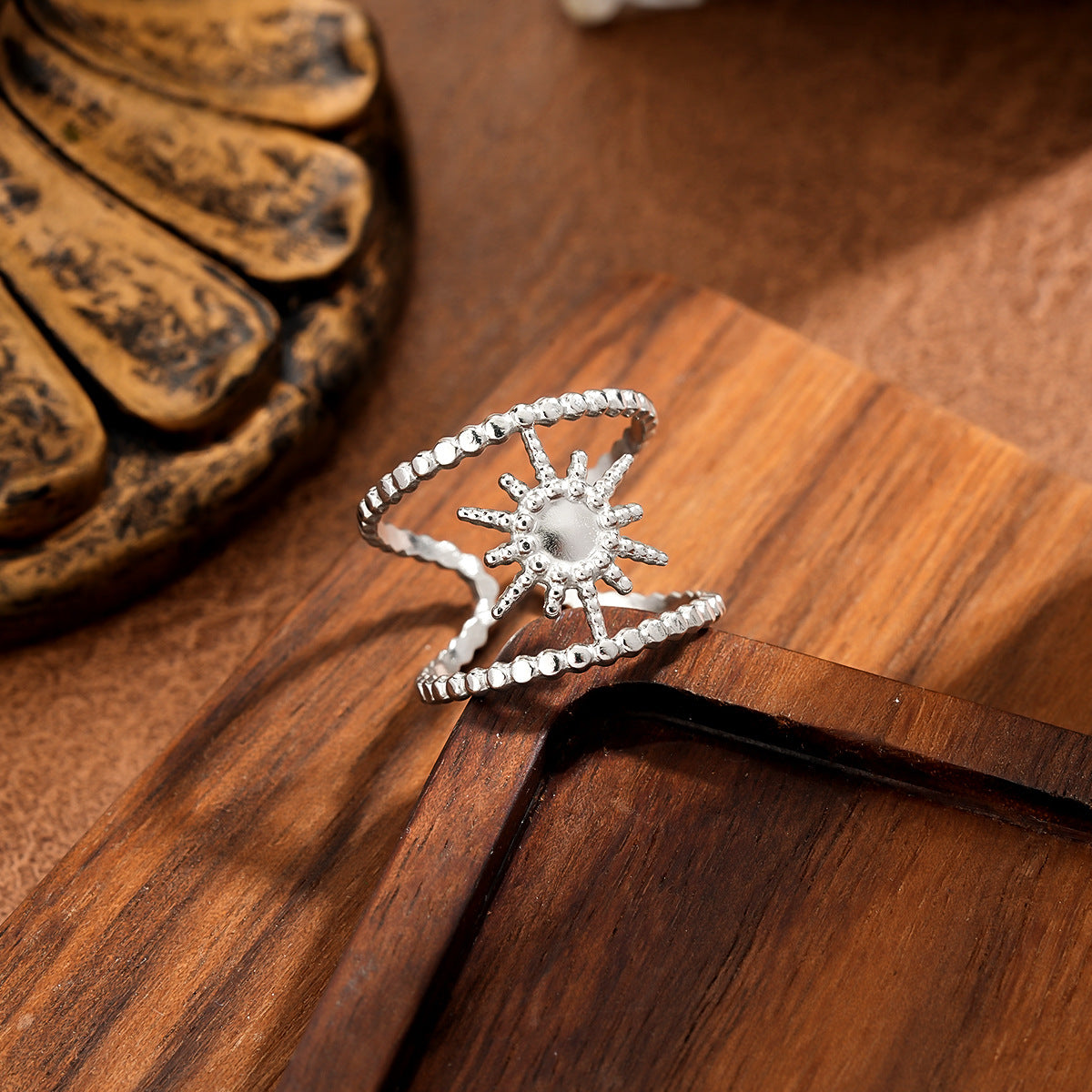 Wholesale Geometric Star Heart Design Stainless Steel Open Ring Gold Fashion Jewelry Accessory