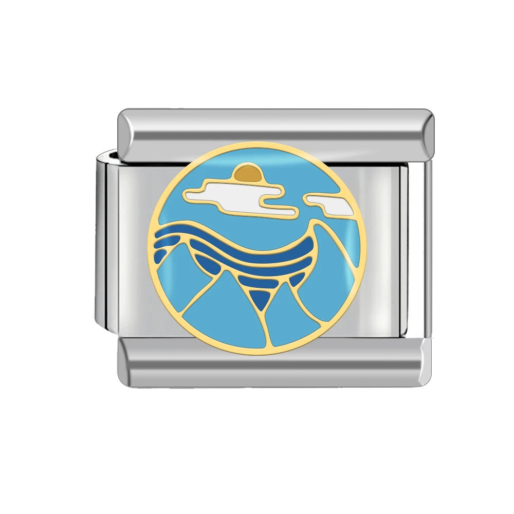 Wholesale Italian Charm Bracelet 9mm DIY Splicing Landscape Pattern Titanium Steel Composable Bracelet