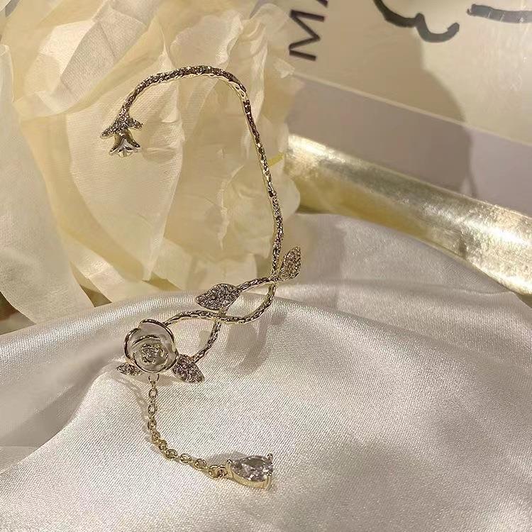 Wholesale Zircon Rose Tassel  Earrings