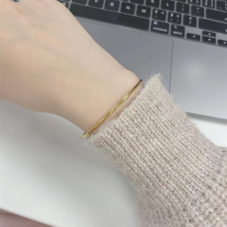 Wholesale Titanium Steel Minimalist Bangle Bracelet Ultra Thin Stacking Design Women S Everyday Jewelry Gift