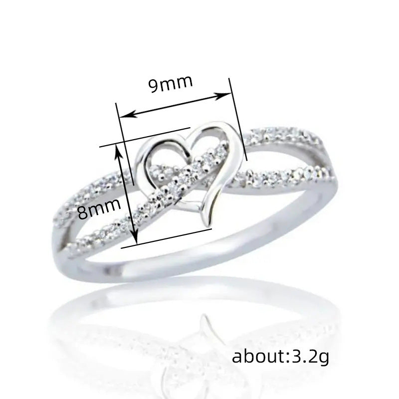 Wholesale  zinc alloy heart shaped diamond rings