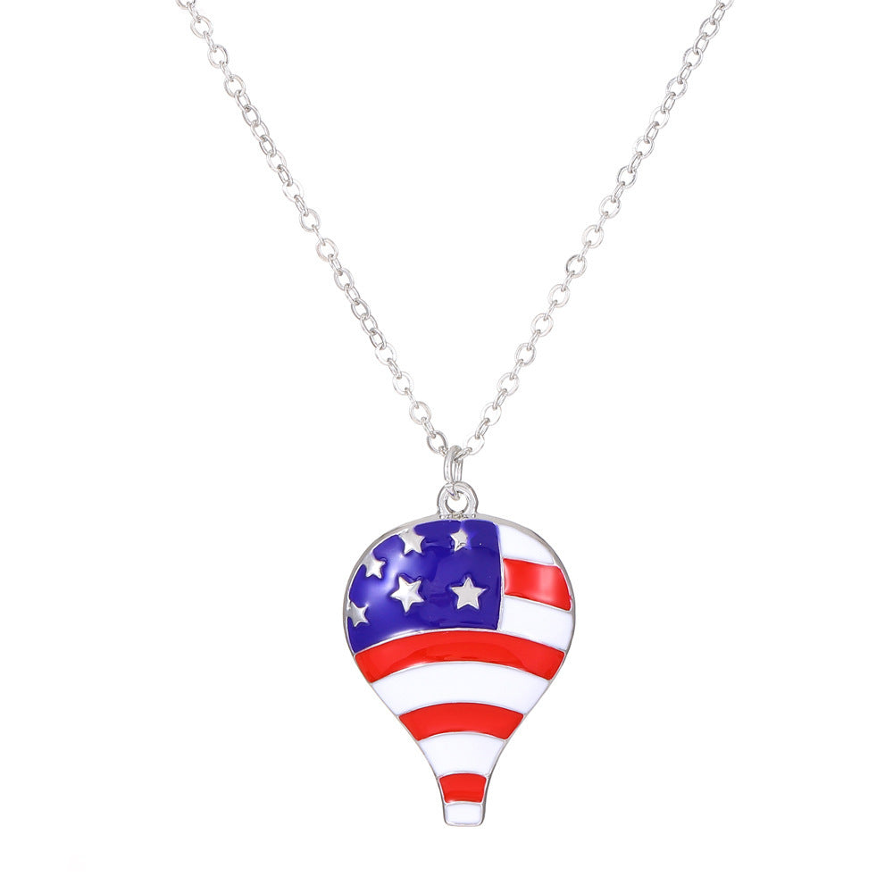 Wholesale  US Independence Day Flag Pendant Necklace