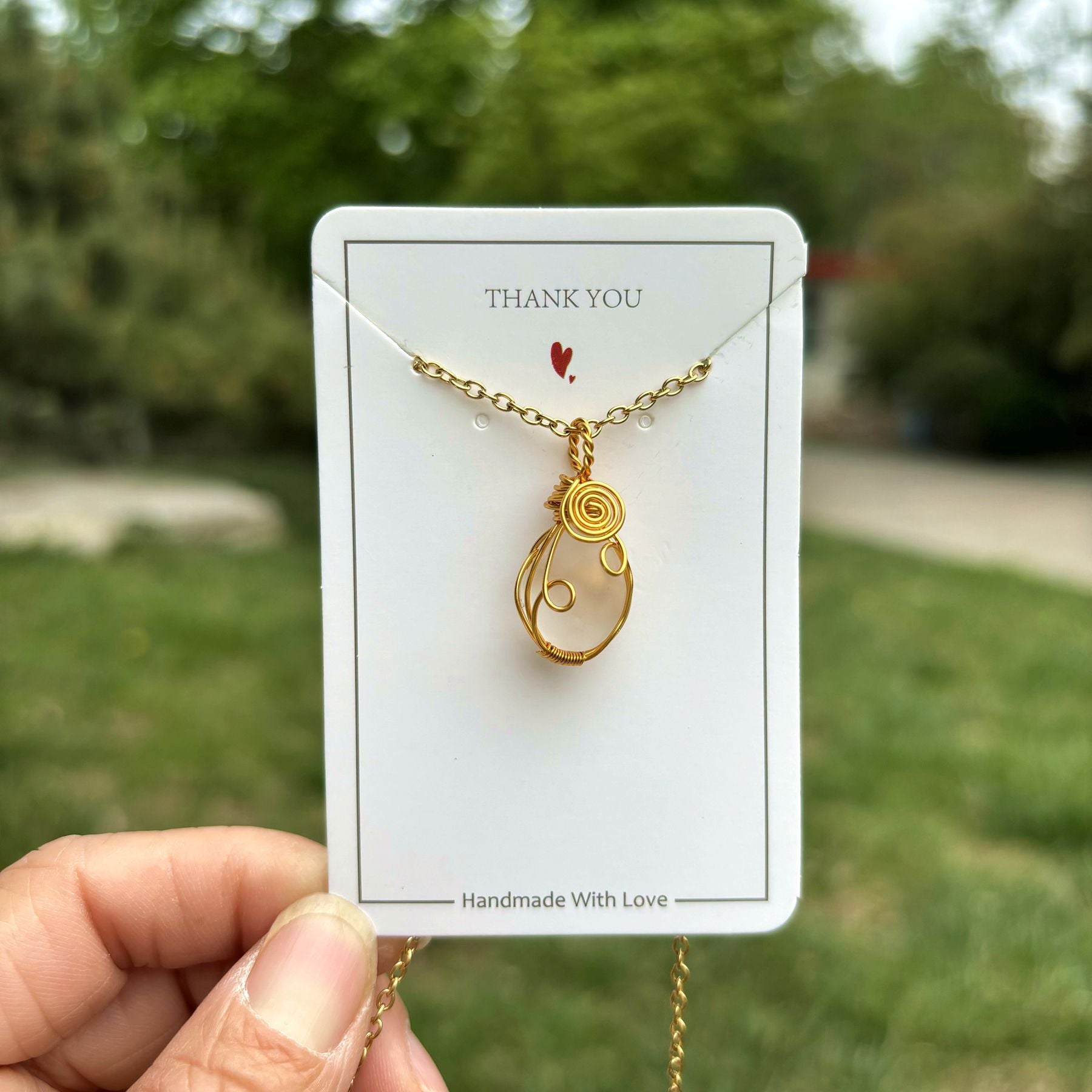 Wholesale Hand Wound Sea Glass Blue Necklace Pendant Crystal Natural Stone Crystal Mesh Bag ACC-NE-RongGuan012