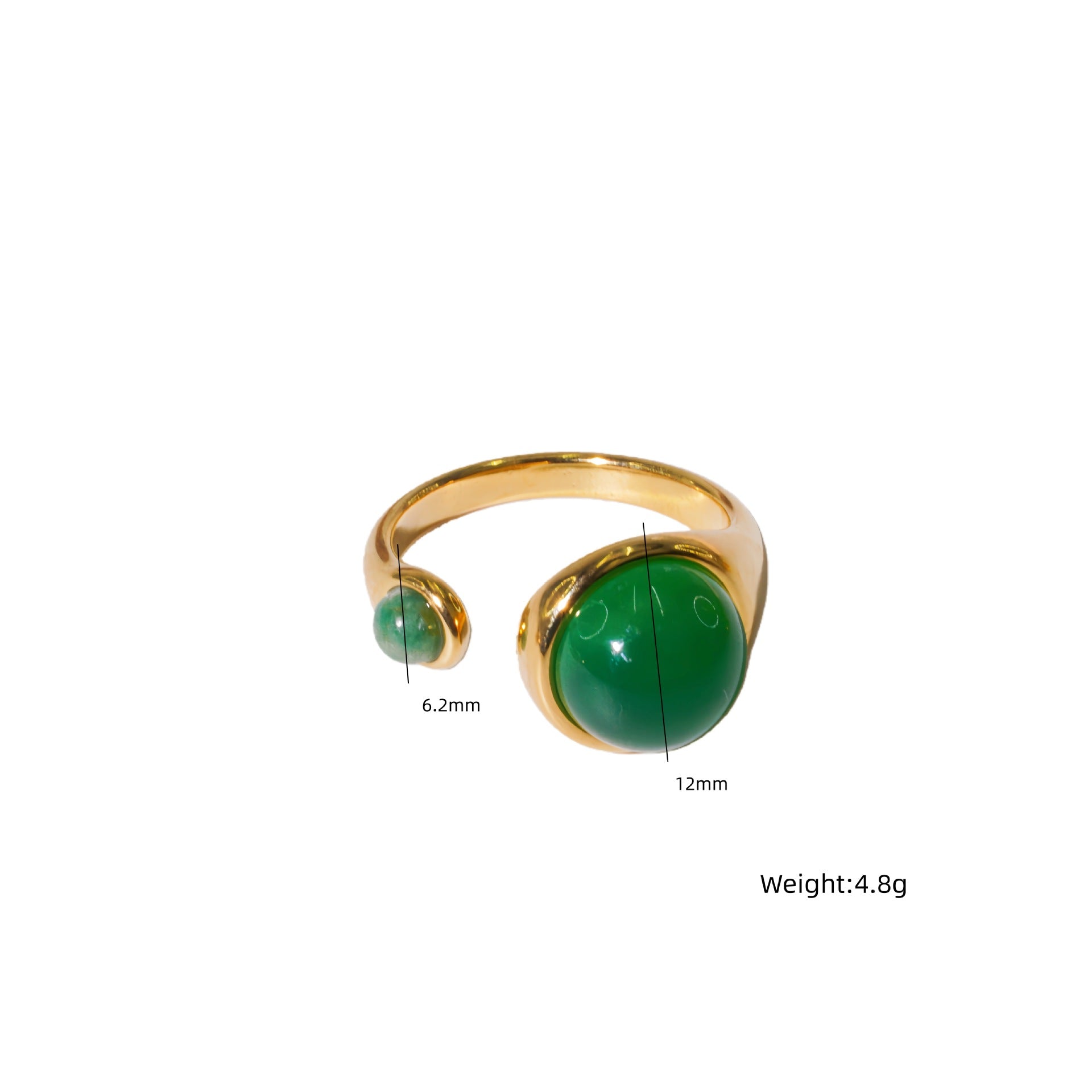Wholesale Titanium Steel Adjustable Open Ring with Natural Stone Inlay Palace Style Jewelry Gift