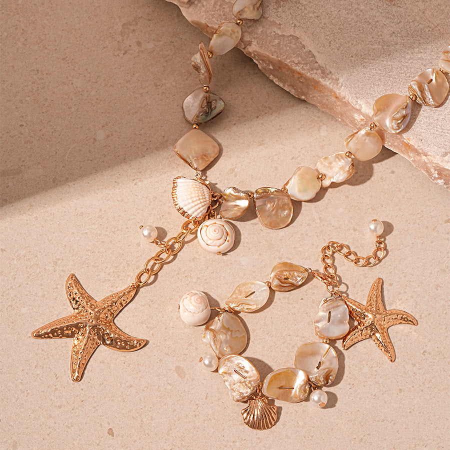 Wholesale  shell starfish conch clavicle necklace