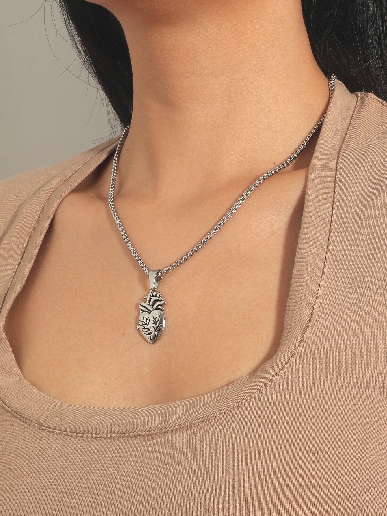 Wholesale  Creative Heart  Pendant Gold and Silver Necklace