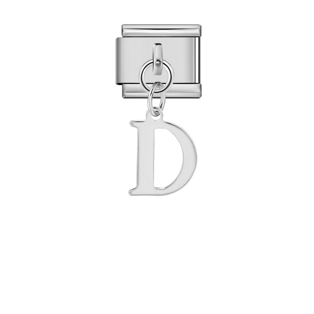 Wholesale Italian Charm Bracelet 9mm DIY Silver Simple Letter  Creative Stainless Steel Composable Bracelet