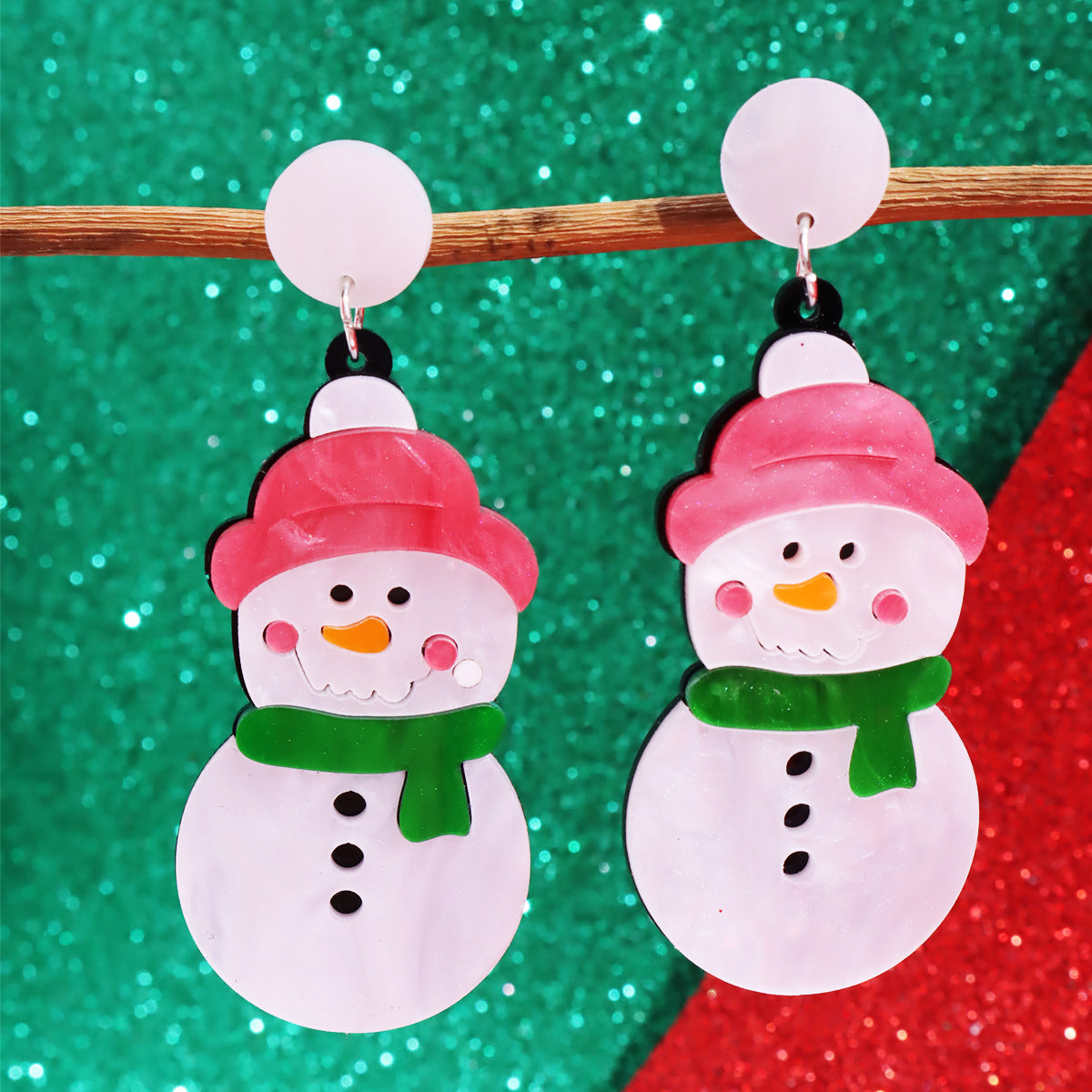 Wholesale  Acrylic Earrings Christmas Funny Snowman Earrings