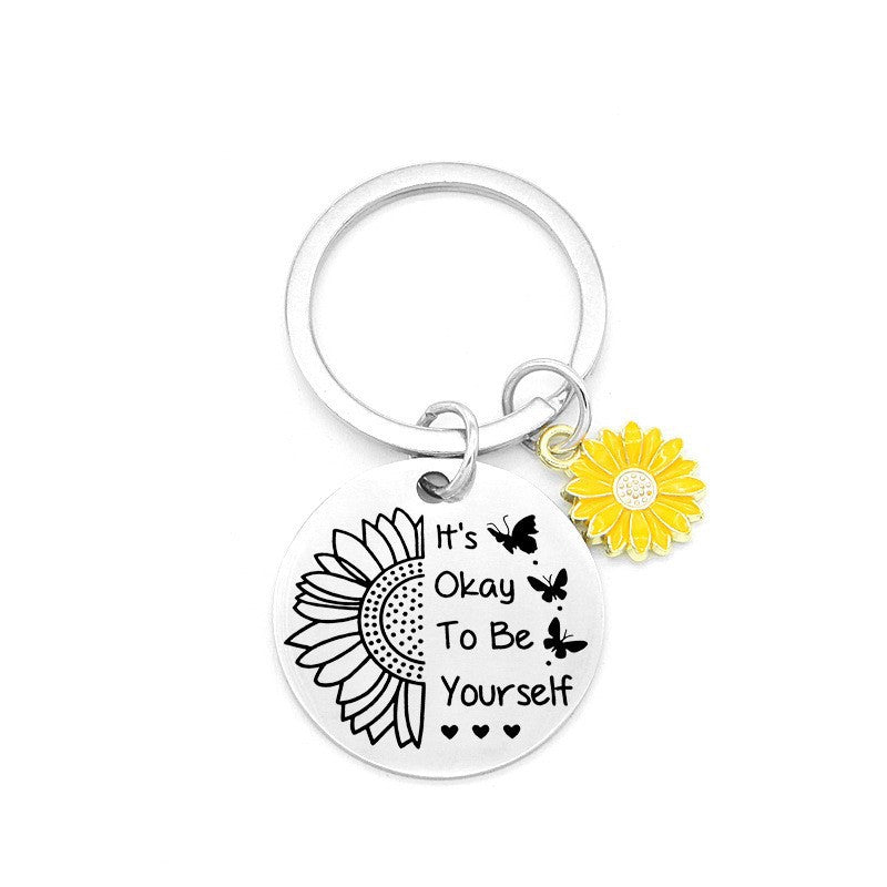 Wholesale Titanium Steel Sunflower Keychain