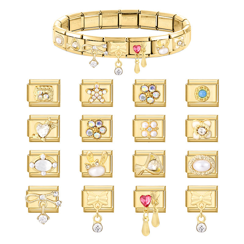 Wholesale 9mm Italian Charm Starter Bracelets DIY square Single Section Creative Stainless Steel Composable Bracelet