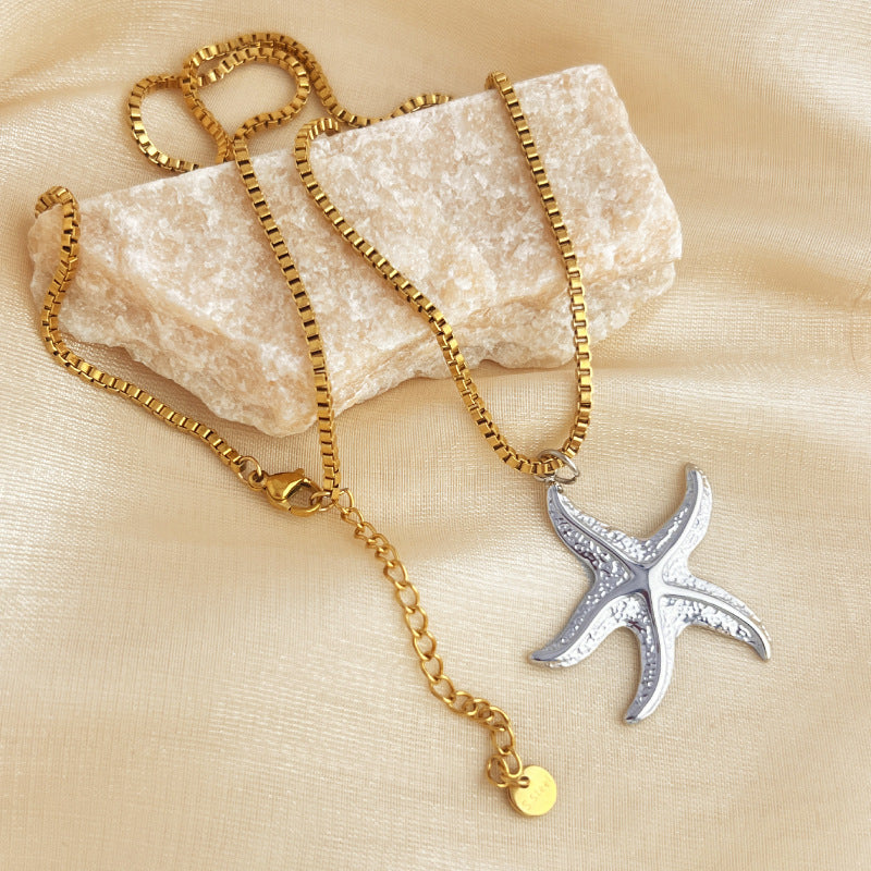 Wholesale Starfish Shell Necklace Stainless Steel Plated 18K Gold Stitching Necklaces ACC-NE-YuSen001