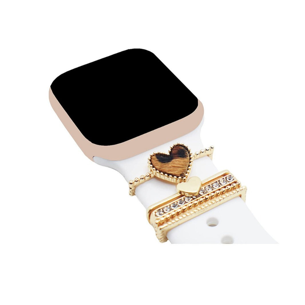 Wholesale Star and Moon Diamond-Encrusted Decorative Ring Suitable for Apple Watch Silicone Strap Decorative Nail Accessories with Sparkling Diamonds