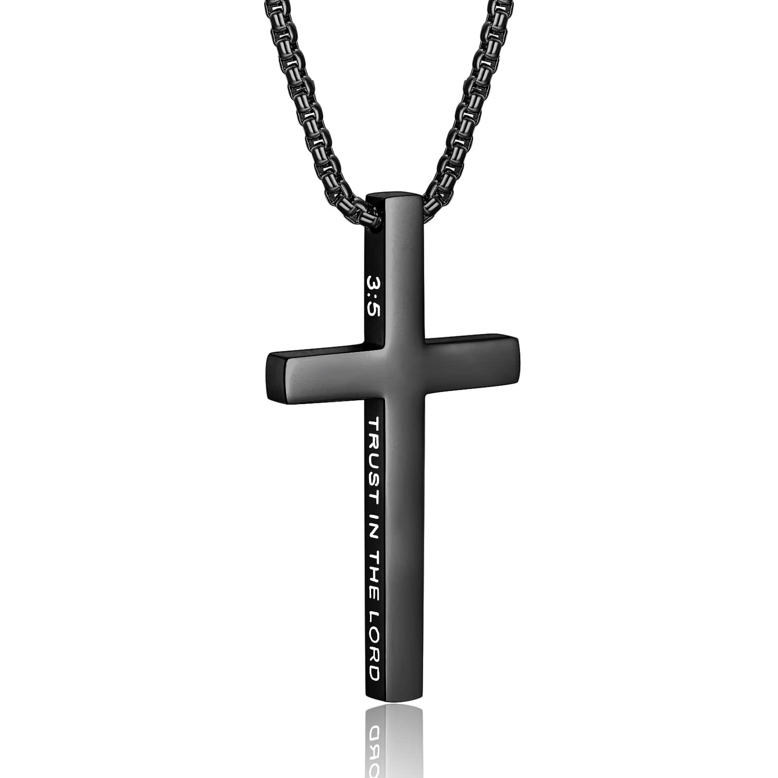 Wholesale Stainless steel engraved cross pendant necklace