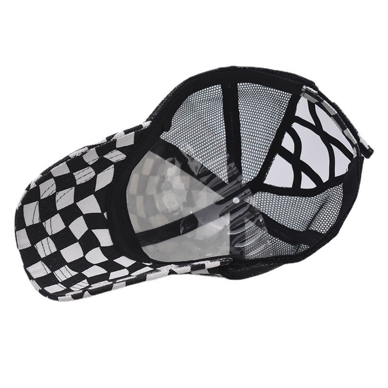 Wholesale Chic Checkerboard Ponytail Baseball Cap For Women Adjustable Summer Sun Hat