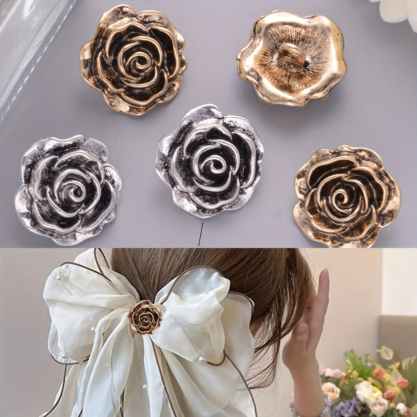 Wholesale  20pcs Metal vintage rose cufflinks