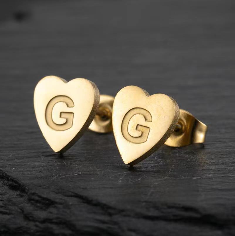 Wholesale Love Earrings English Letters Retro Gold and Silver Earrings Heart Earrings Titanium Steel ACC-ES-FaDiniya001