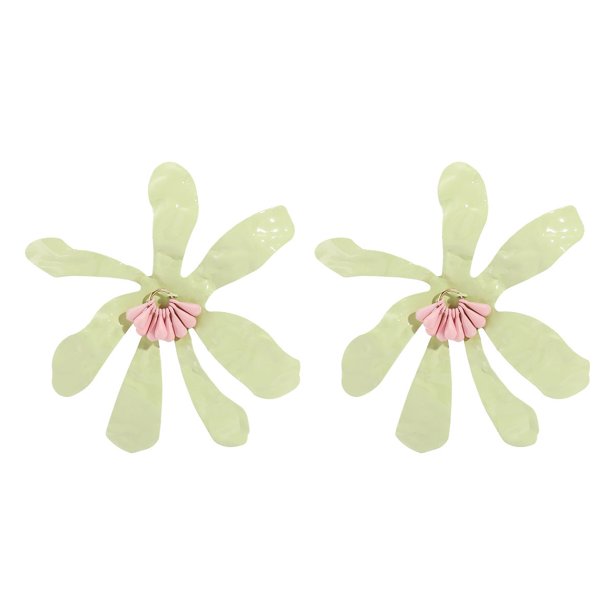 Wholesale Alloy Oil Dripping Exaggerated Flower Earrings