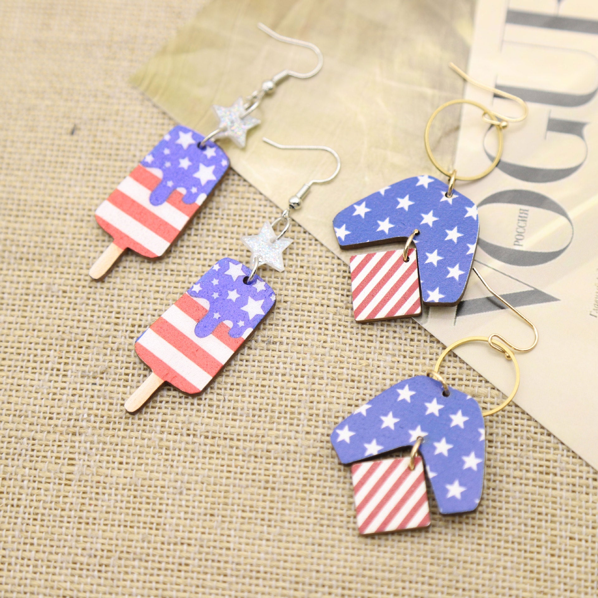 Wholesale  American Flag Independence Day Earrings