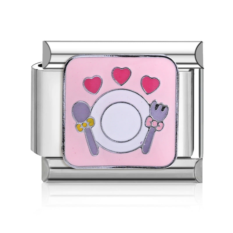Wholesale  9mm Italian Charm Starter Bracelets DIY square Single Section Creative Stainless Steel Composable Bracelet