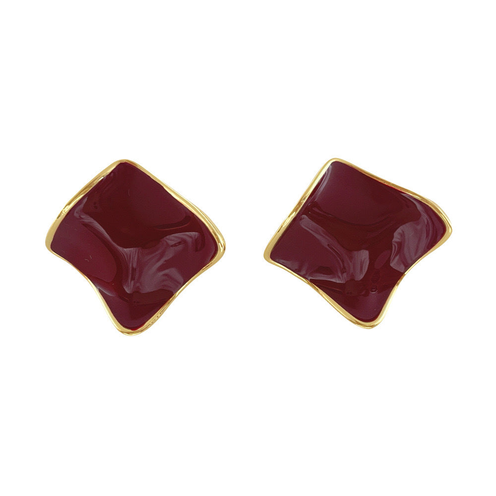 Wholesale Silver Needle Retro Oil Drop Square Irregular Earrings