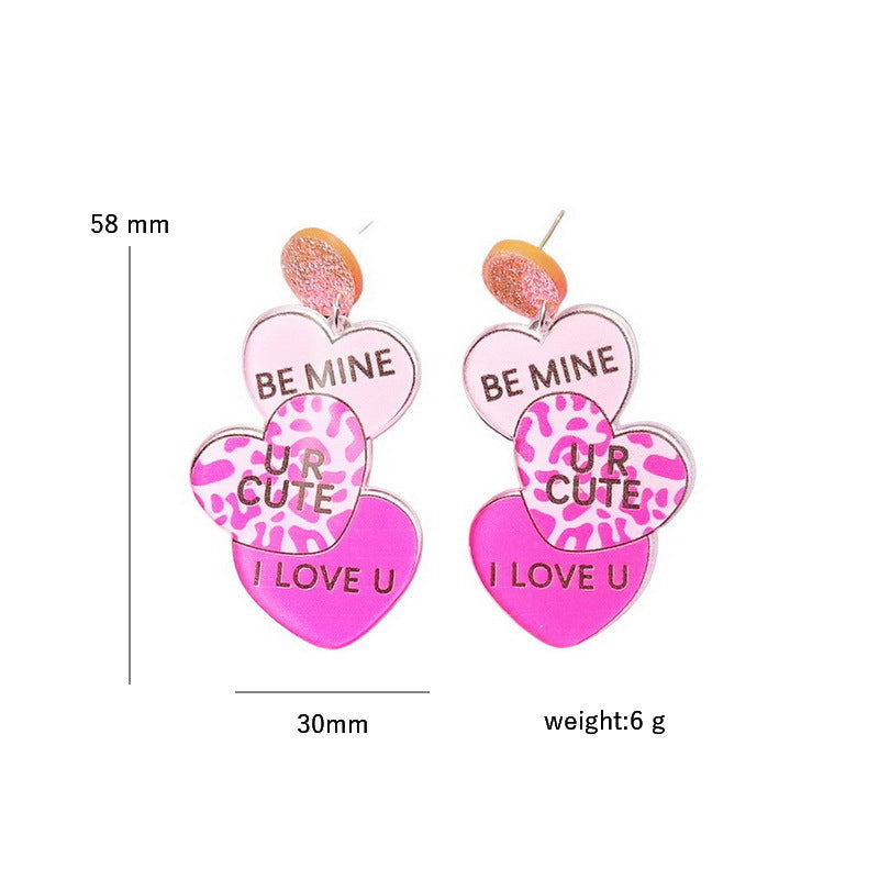 Wholesale Valentine' s Day Acrylic Heart Element Earrings