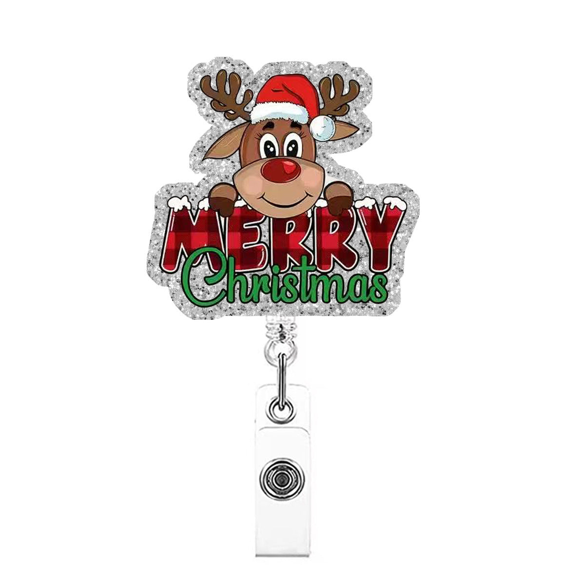 Wholesale Acrylic Badge Reels Christmas Medical Work ID Clip-on Badge with Retractable Buckle