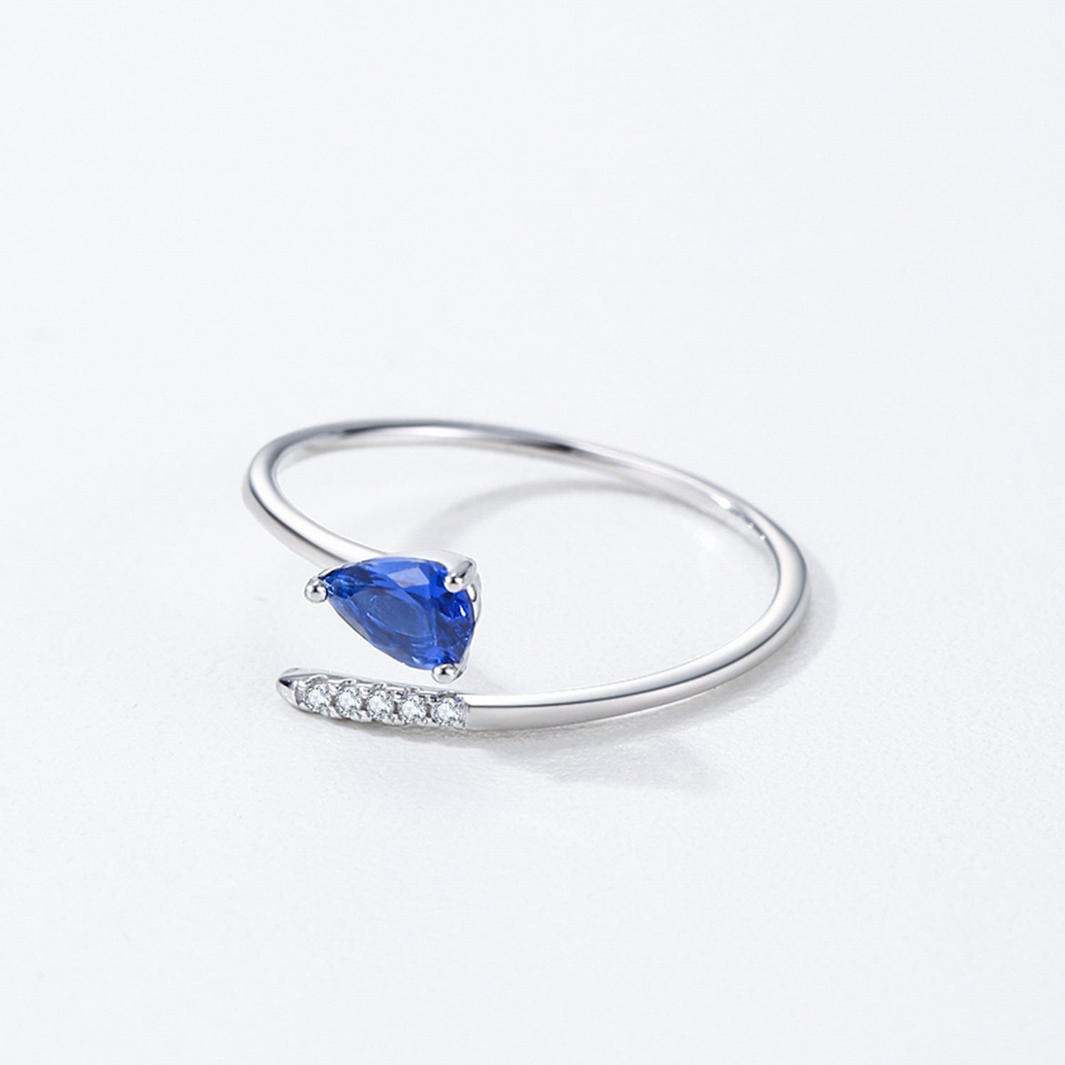 Wholesale S925 sterling silver  sapphire blue water drop zircon ring