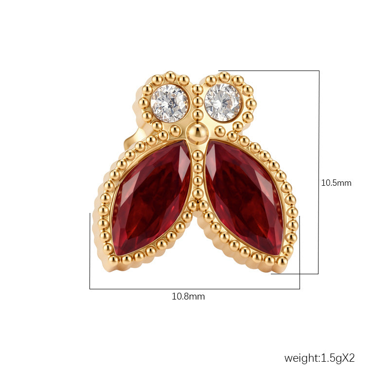 Wholesale Butterfly Cubic Zirconia Earring Set - 18K Gold Plated Stainless Steel,  Women' s Fashion Jewelry Accessory