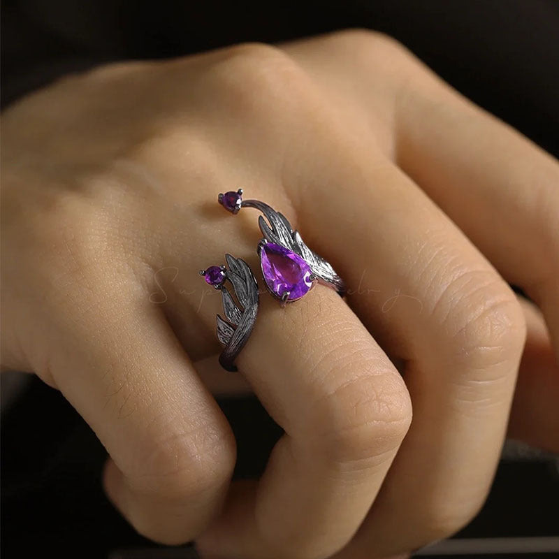 Wholesale Diamond-encrusted Purple Zircon Open Personalized Spice Girl Ring