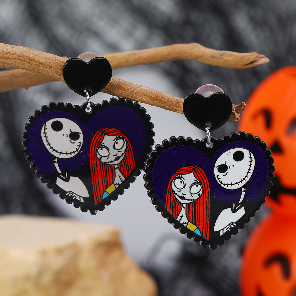 Wholesale Halloween Acrylic Nightmare Before Christmas Print Earrings ACC-ES-Haoc001