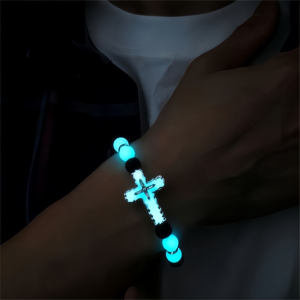 Wholesale  luminous alloy oil cross bracelet