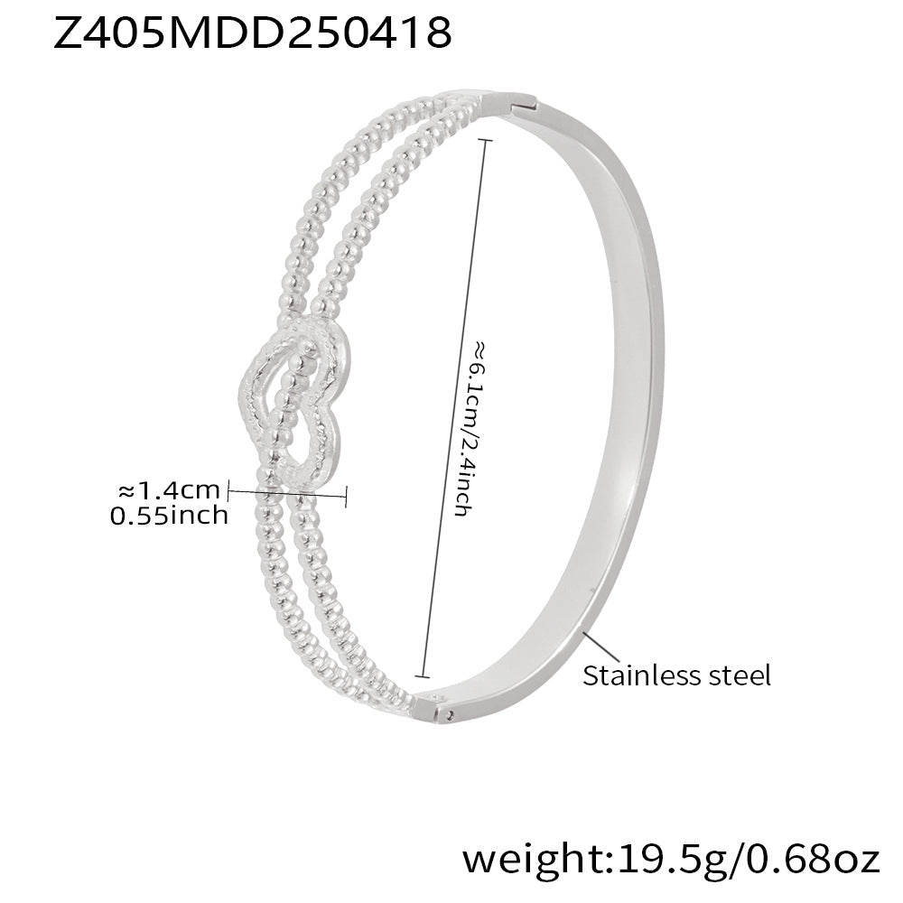Wholesale Stainless Steel  Personality Double Line Hollow Love Snap Bracelet