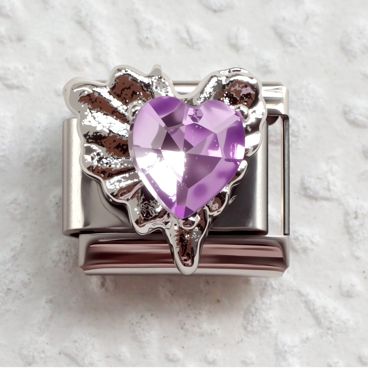 Wholesale Stainless Steel Italian Modular Bracelet with Purple Gemstone Hippo Elephant Charms DIY Elastic Jewelry Accessory
