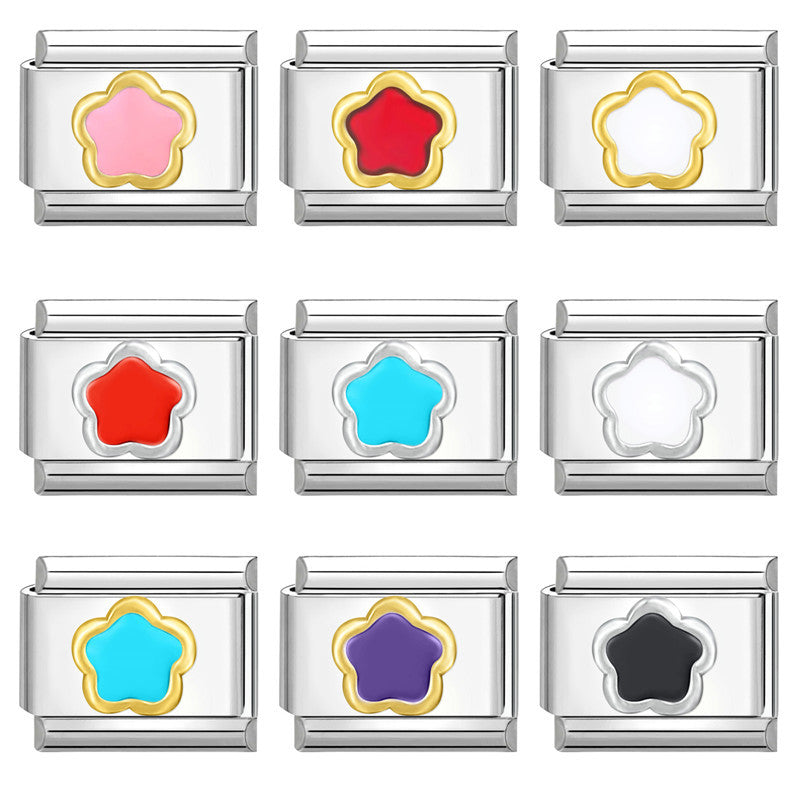 Wholesale Italian modular bracelet 9mm DIY splicing detachable flower series stainless steel combinable bracelet