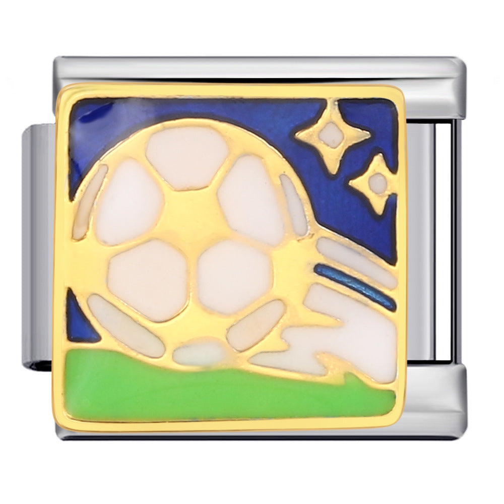 Wholesale Italian Charm Bracelet 9mm DIY Splicing Removable Sports Series Italian Stainless Steel Composable Bracelet