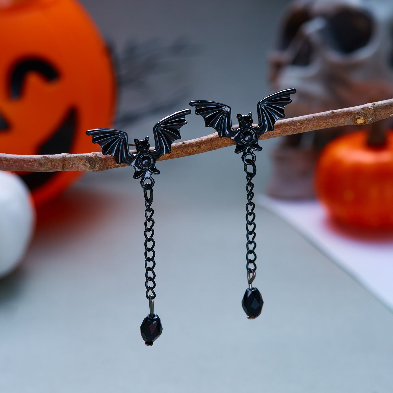 Wholesale Gothic Vampire Bat Earrings Red Black Crystal  Party Fashion Accessory