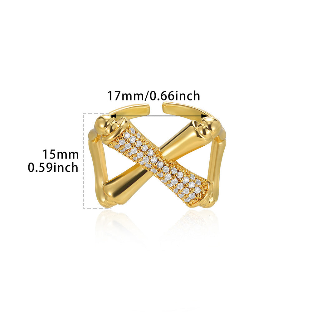 Wholesale Copper ring with zircon-encrusted heart and evil eye design