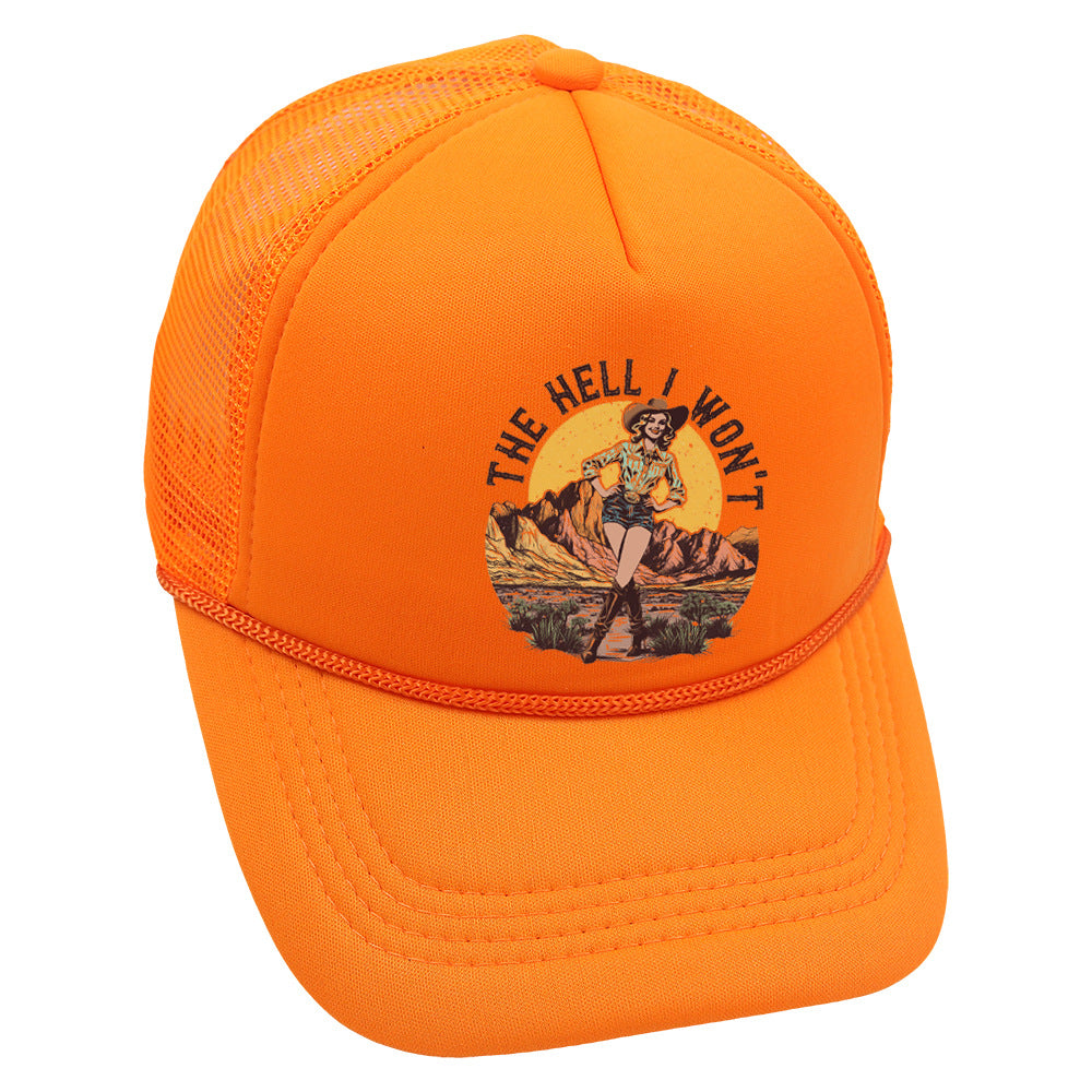 Wholesale Trucker Hat Western Style Cowboy Baseball Cap Printed Mesh Cap ACC-HT-HaiPu013