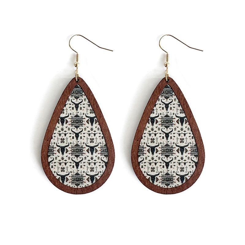 Wholesale Western ethnic style wooden earrings