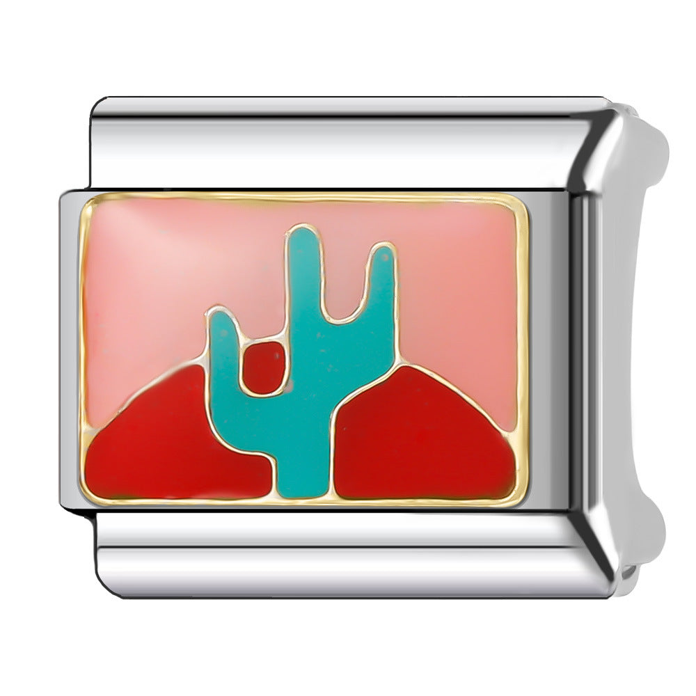 Wholesale Italian Charm Bracelet 9mm DIY Splicing Holiday Scenery Stainless Steel Composable Bracelet