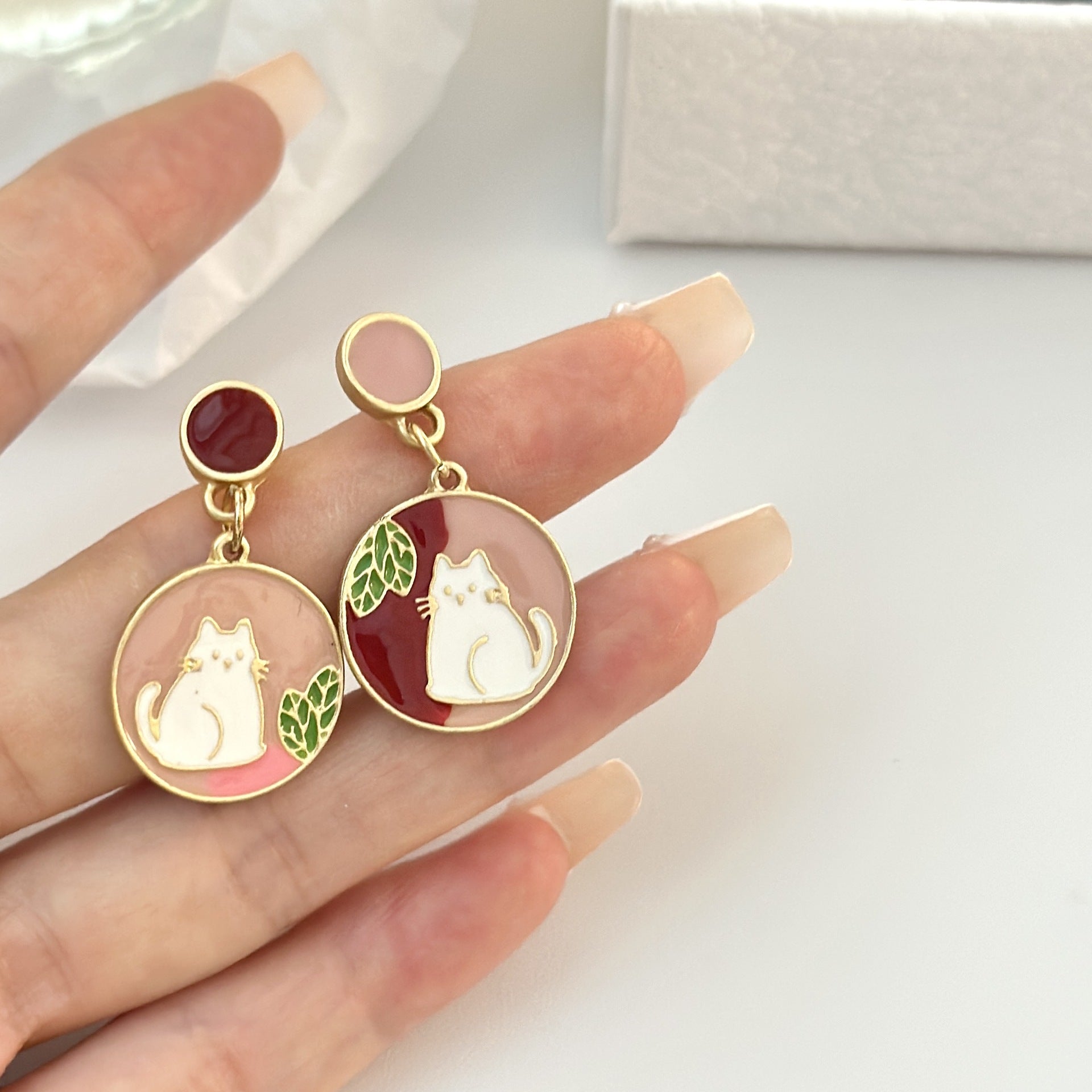 Wholesale Japanese Style Cute Kitten Ear Stud Earrings Alloy Fashion Jewelry Accessory for Everyday Wear