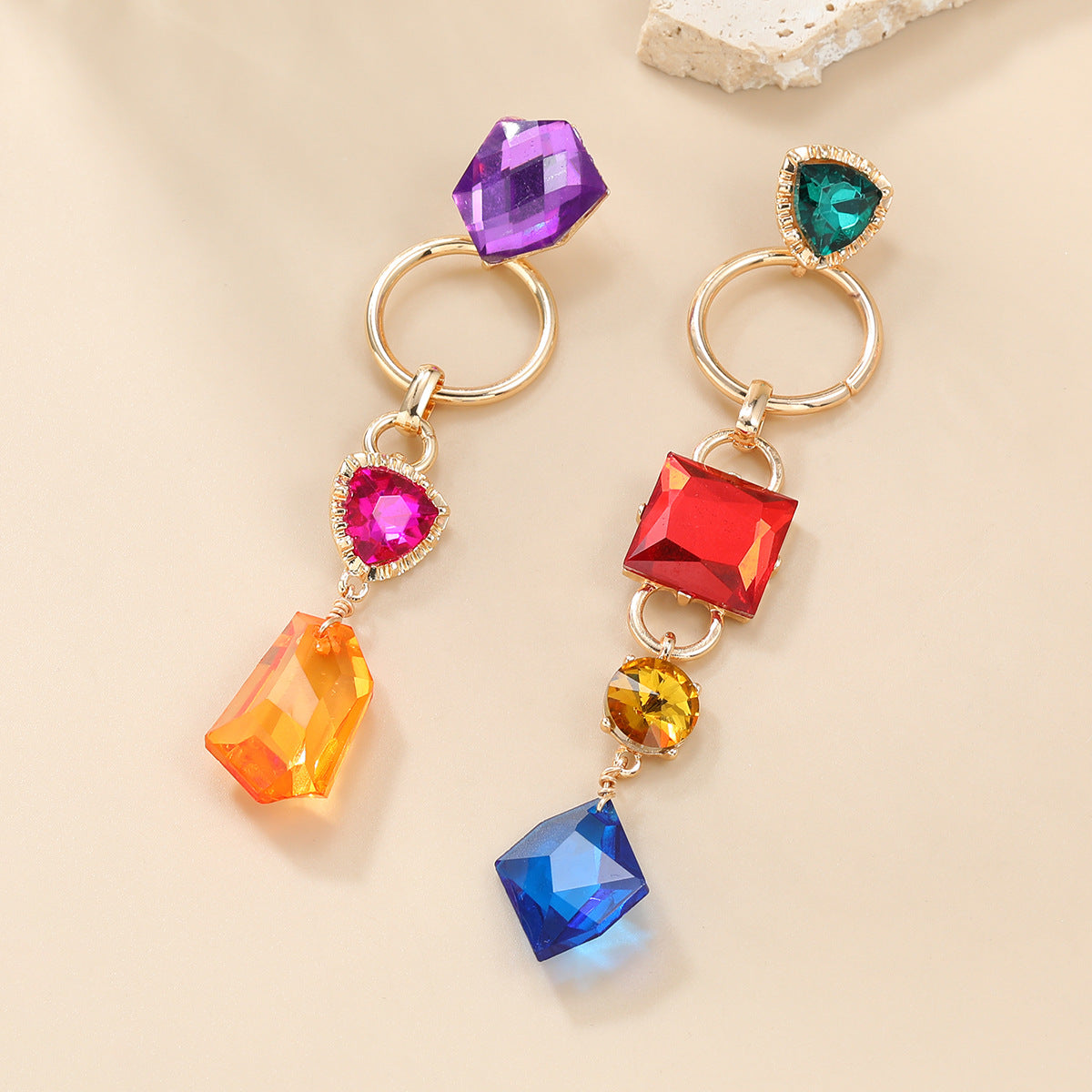 Wholesale multi-layer geometric shape acrylic alloy earrings ACC-ES-JL009