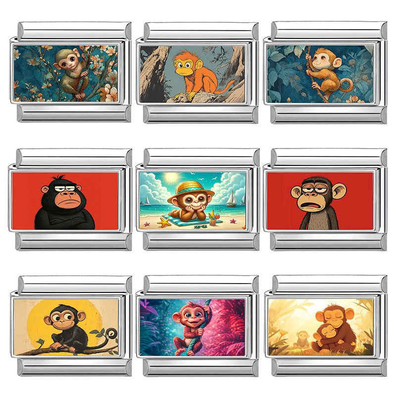 Wholesale Cartoon Monkey Modular Bracelet Stainless Steel Jewelry Accessory Gift Idea